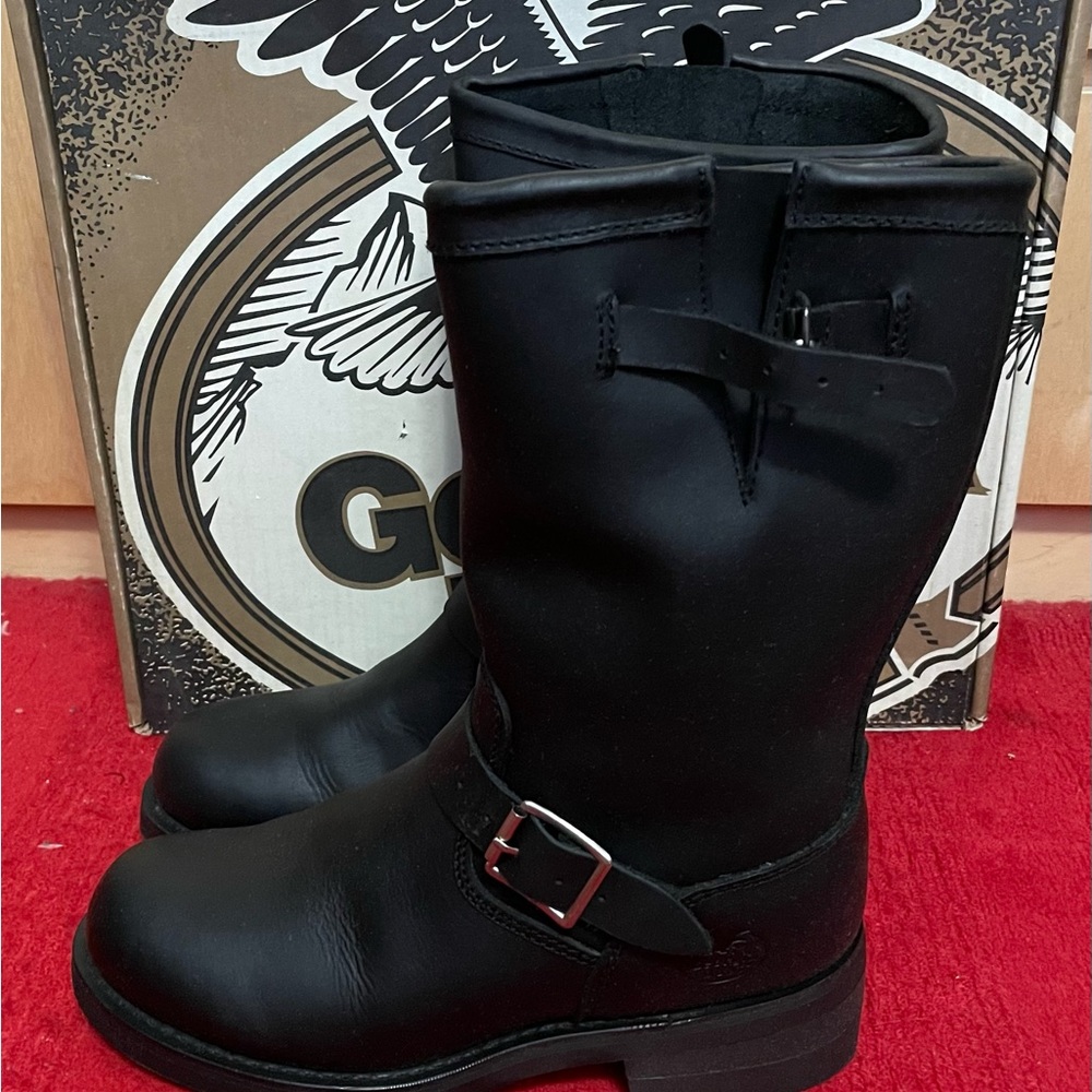 Rare DEADSTOCK 100% authentic Georgia Engineered Black Leather Boots Men 7US